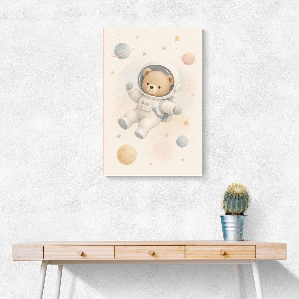 Bear Astronaut Nursery Wall Art Print 