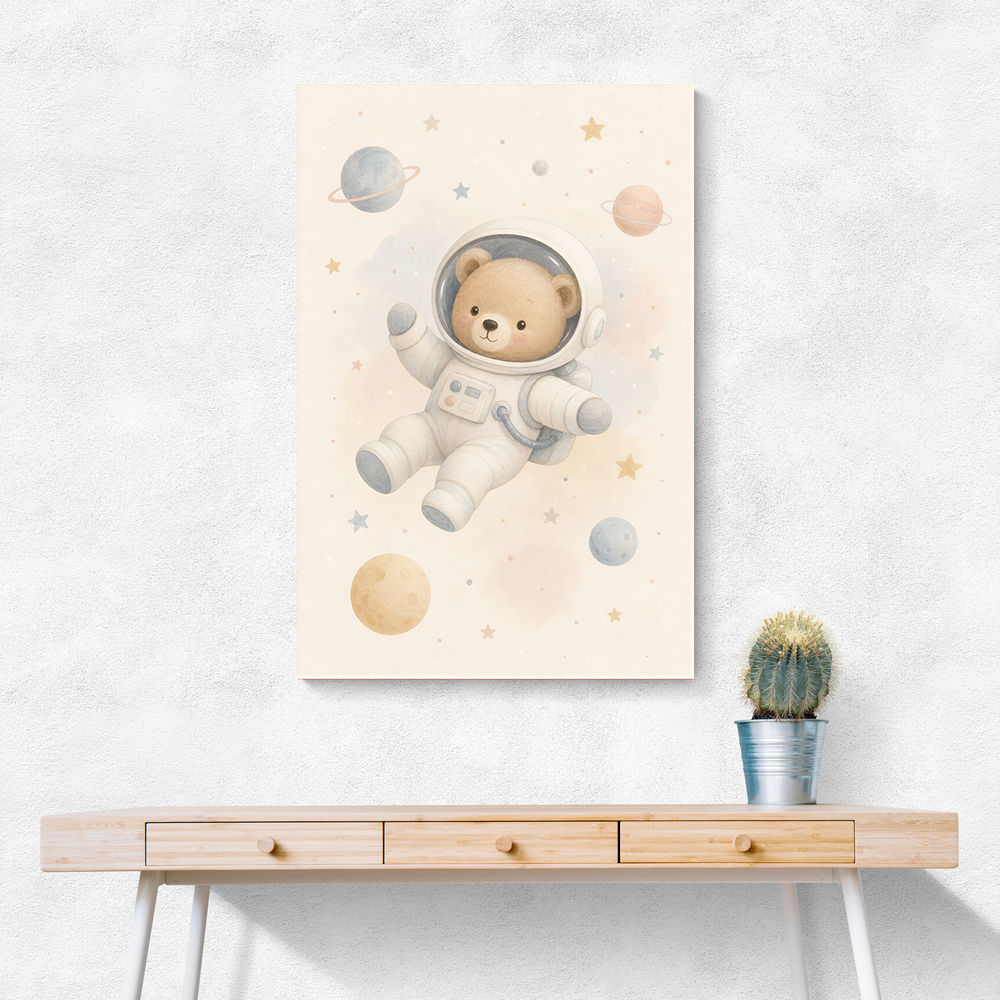 Bear Astronaut Nursery Wall Art Print 