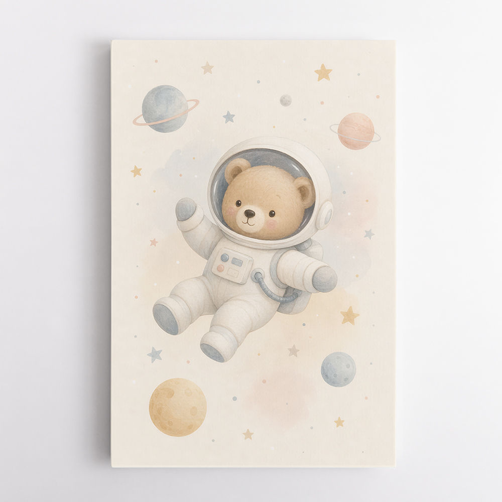 Bear Astronaut Nursery Wall Art Print 