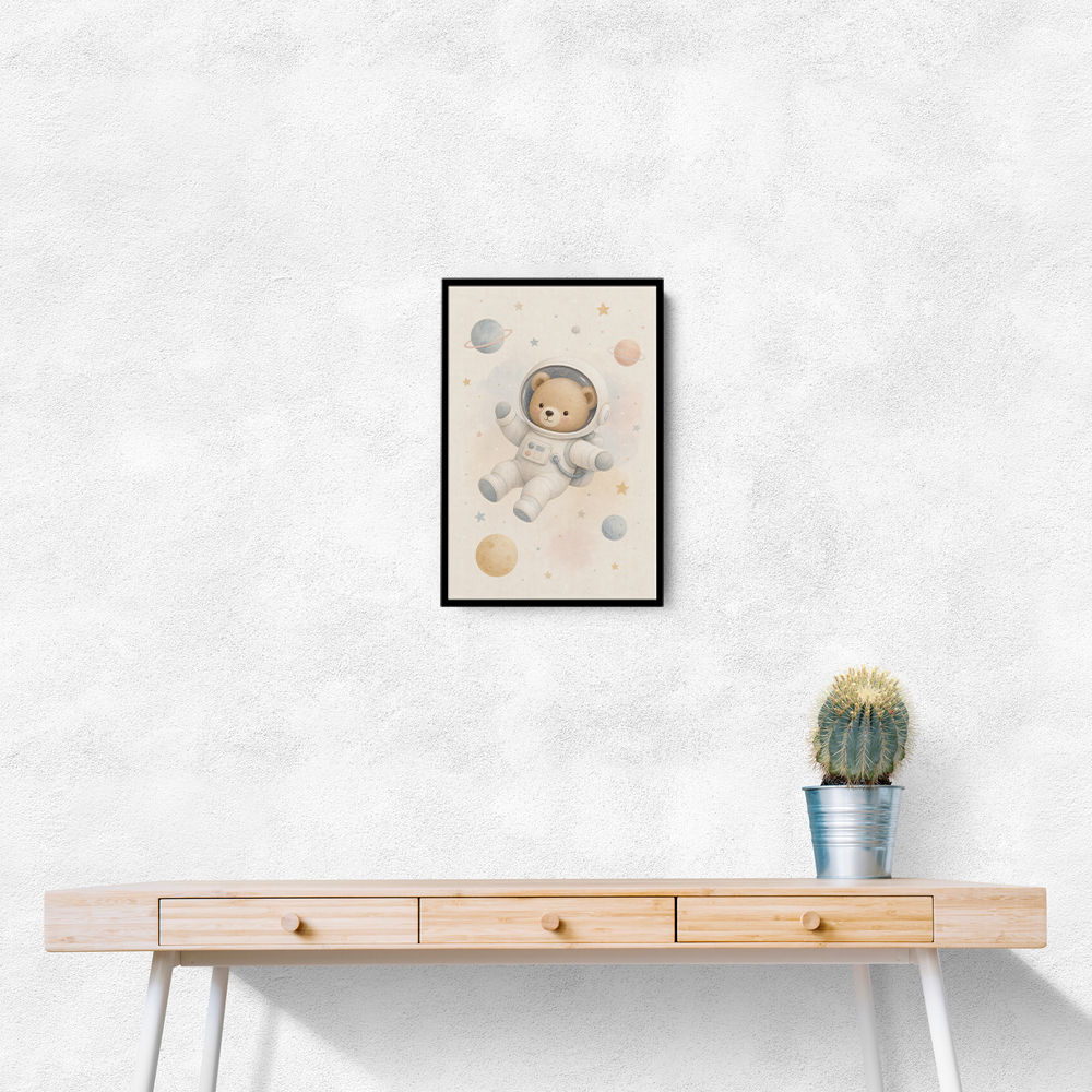 Bear Astronaut Nursery Wall Art Print 