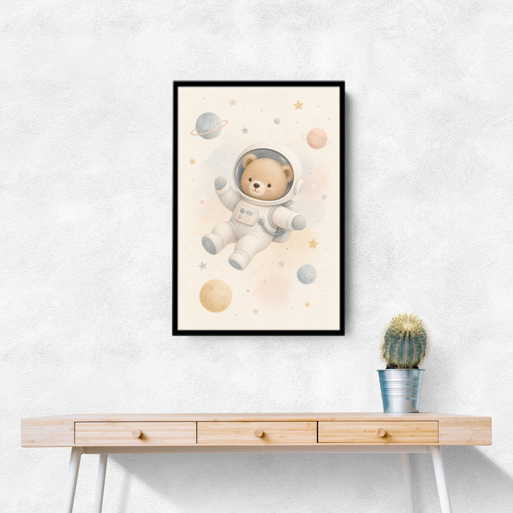 Bear Astronaut Nursery Wall Art Print 
