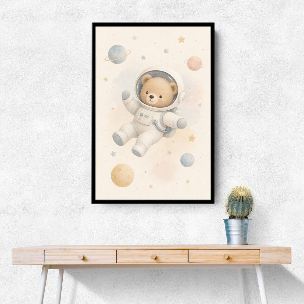 Bear Astronaut Nursery Wall Art Print 