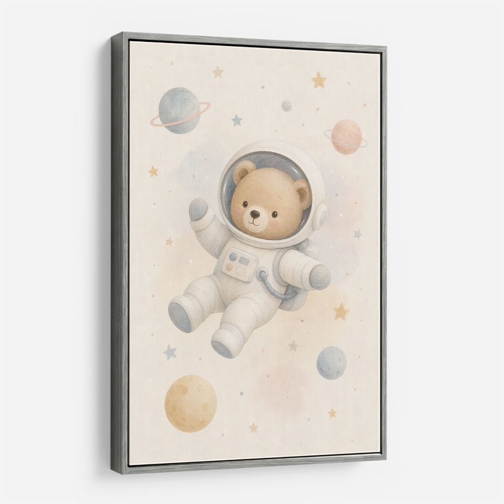 Bear Astronaut Nursery Wall Art Print 