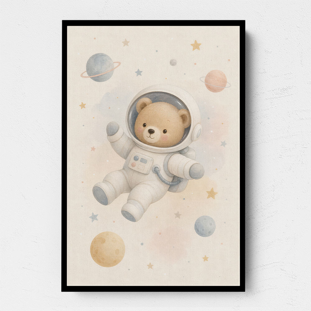 Bear Astronaut Nursery Wall Art Print 