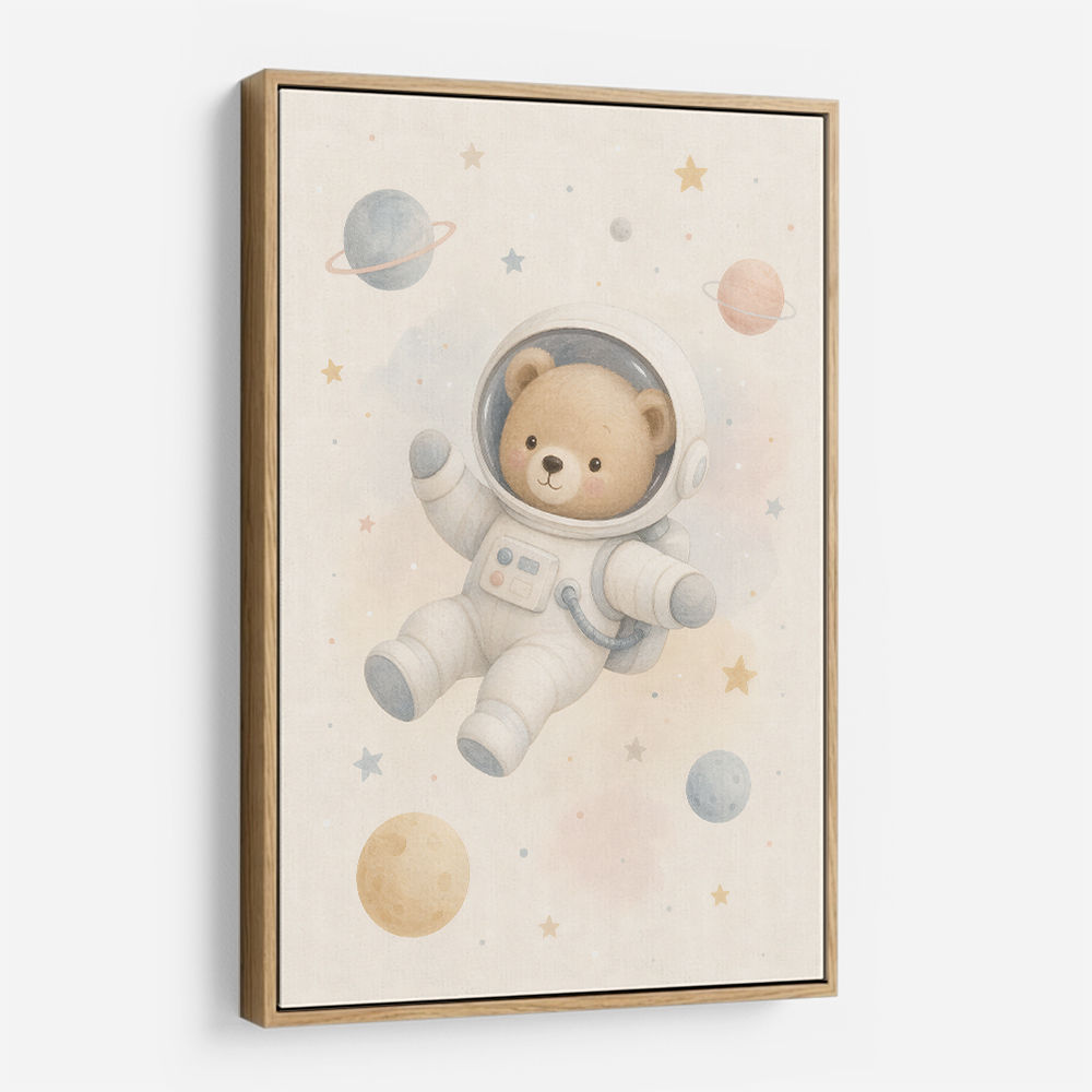 Bear Astronaut Nursery Wall Art Print 
