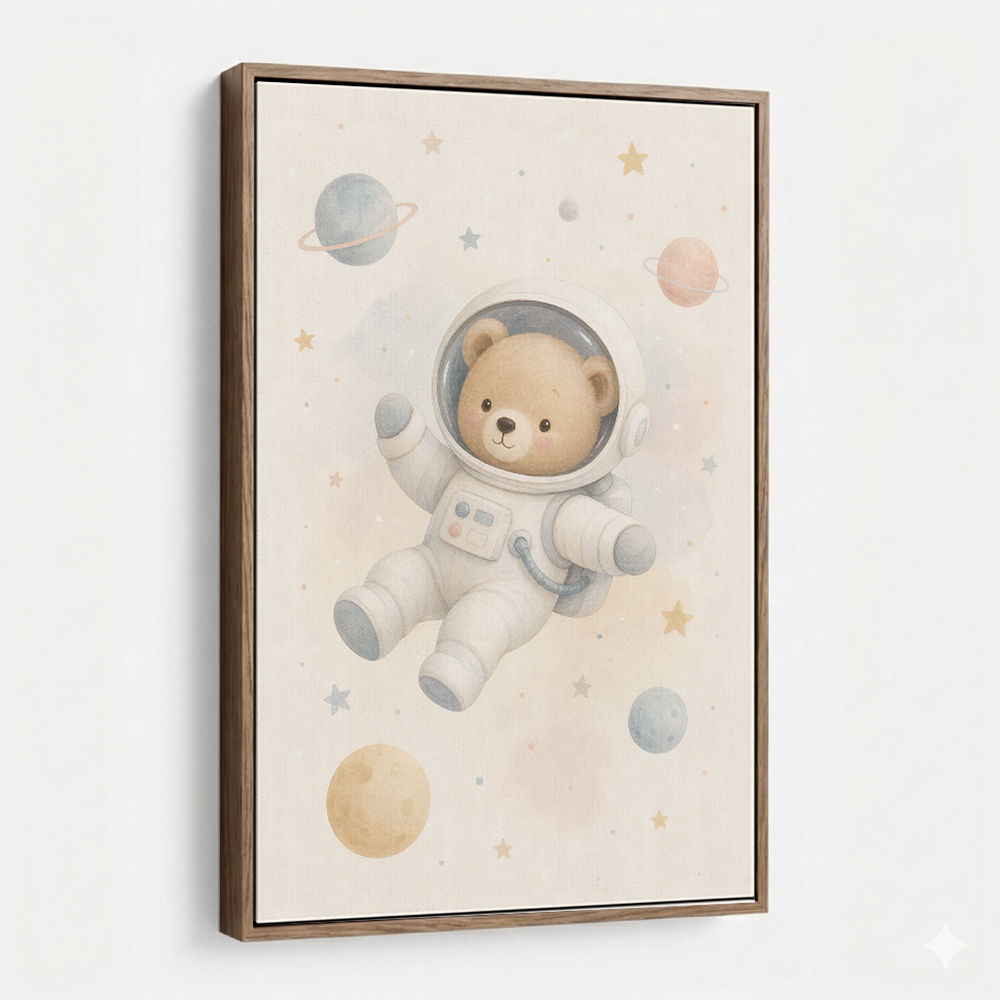 Bear Astronaut Nursery Wall Art Print 