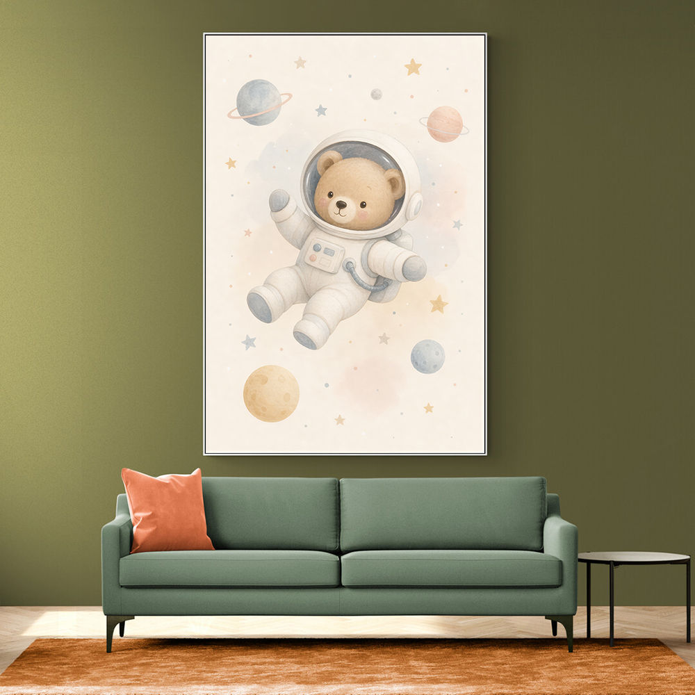 Bear Astronaut Nursery Wall Art Print 
