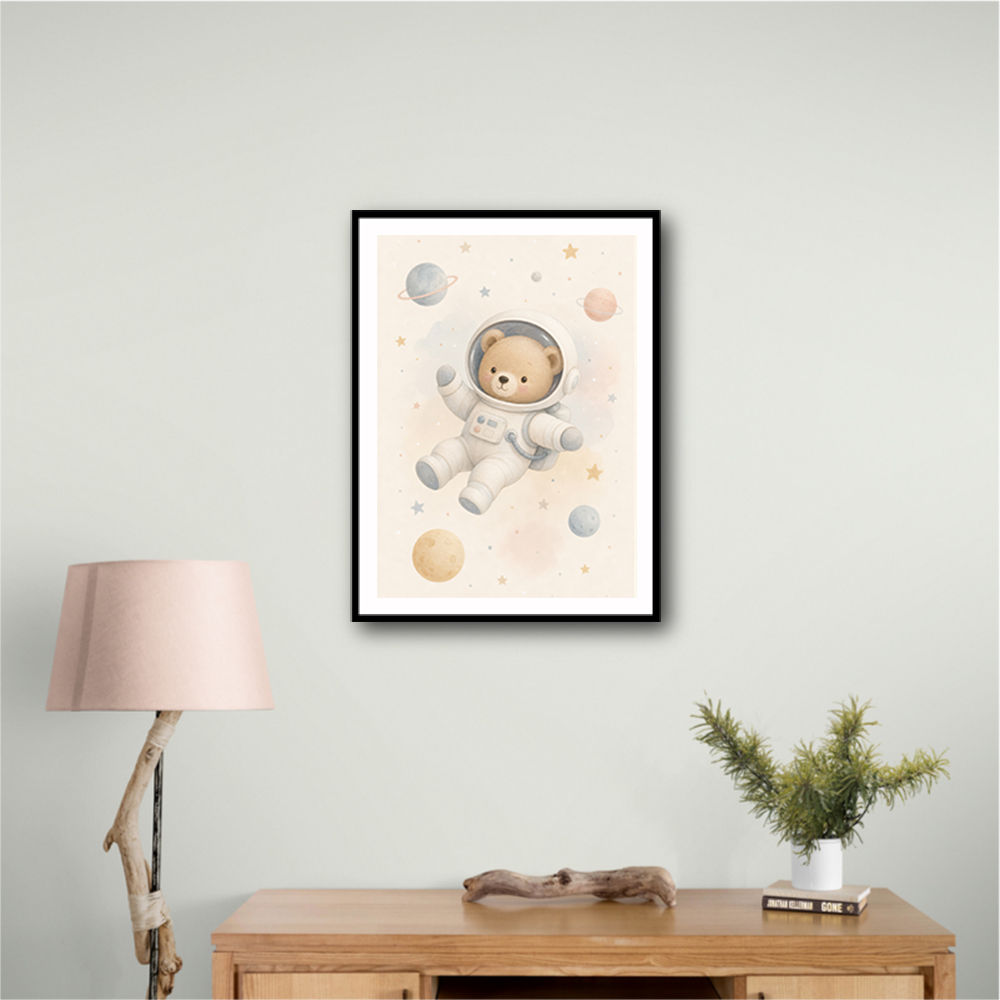 Bear Astronaut Nursery Wall Art Print 