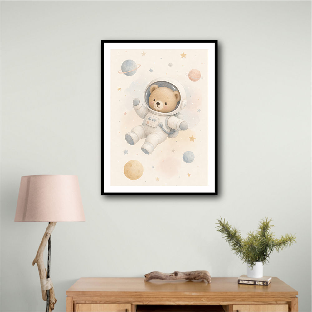 Bear Astronaut Nursery Wall Art Print 