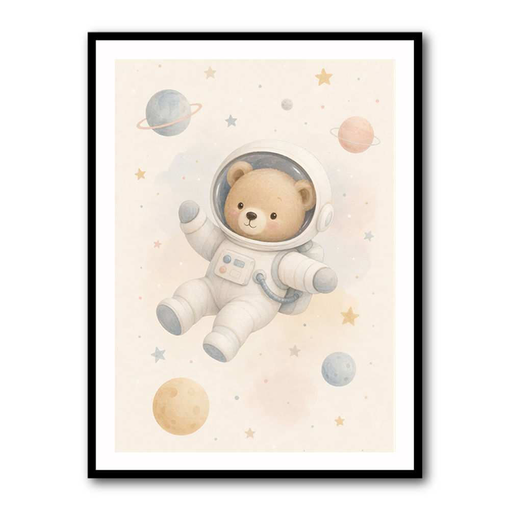 Bear Astronaut Nursery Wall Art Print 