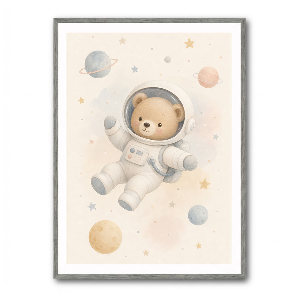 Bear Astronaut Nursery Wall Art Print 