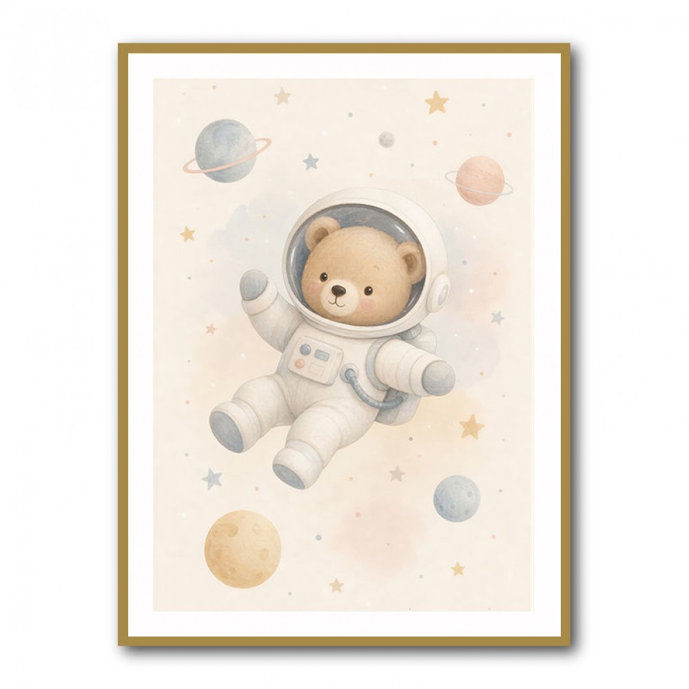 Bear Astronaut Nursery Wall Art Print 