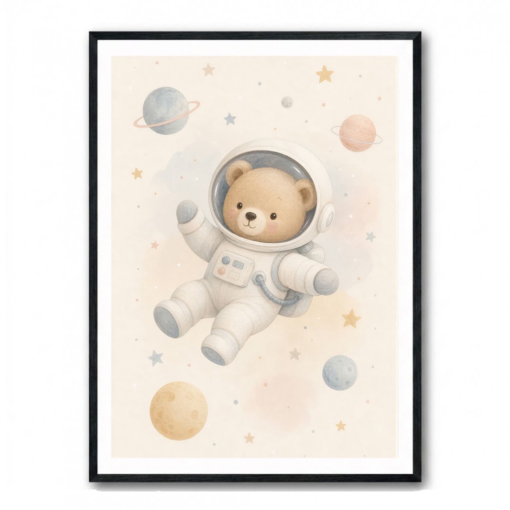 Bear Astronaut Nursery Wall Art Print 