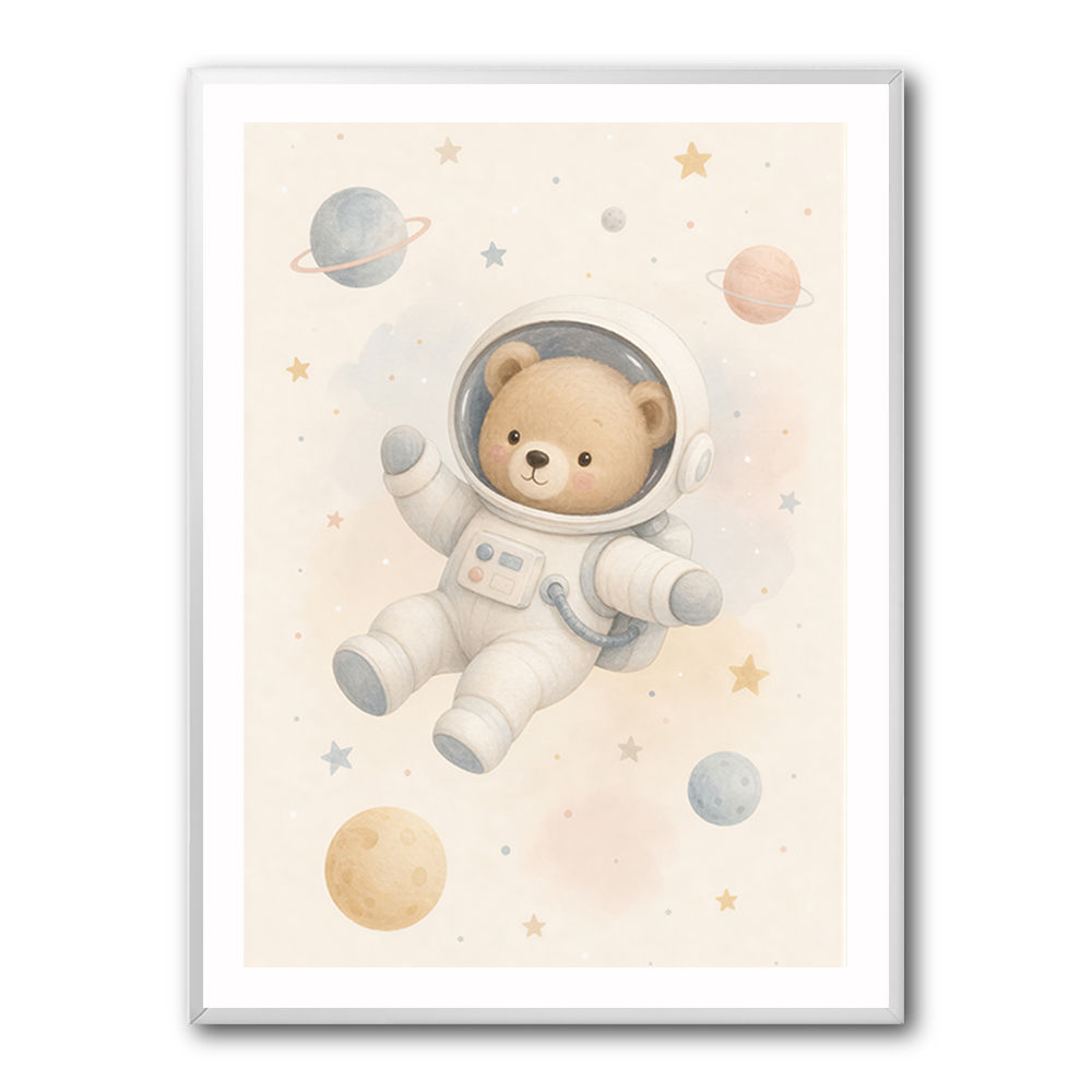 Bear Astronaut Nursery Wall Art Print 