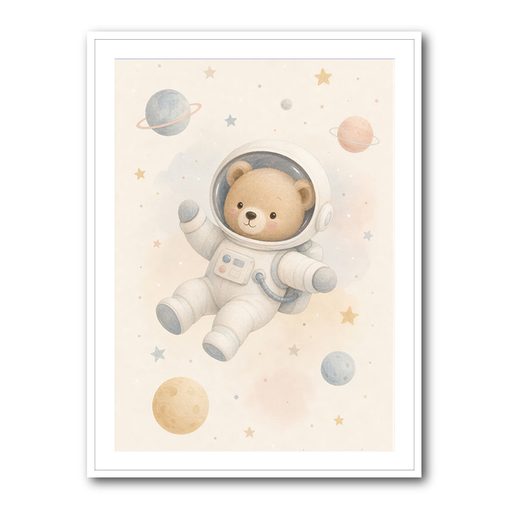 Bear Astronaut Nursery Wall Art Print 