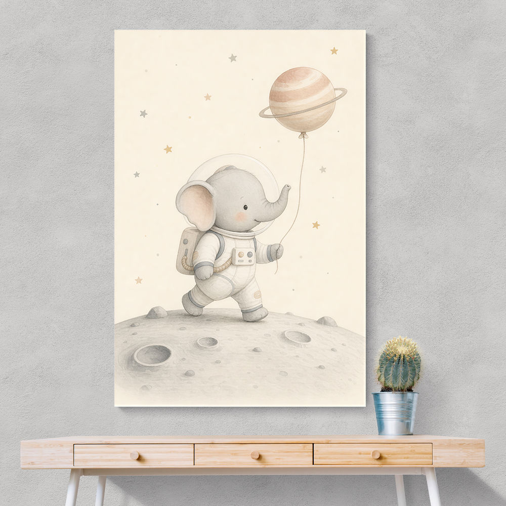 Elephant Moon Walk Nursery Wall Art Print 
