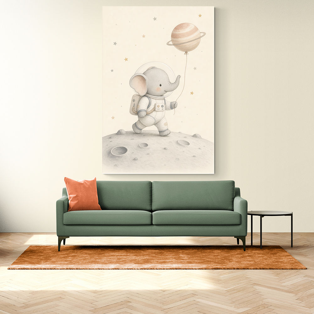 Elephant Moon Walk Nursery Wall Art Print 