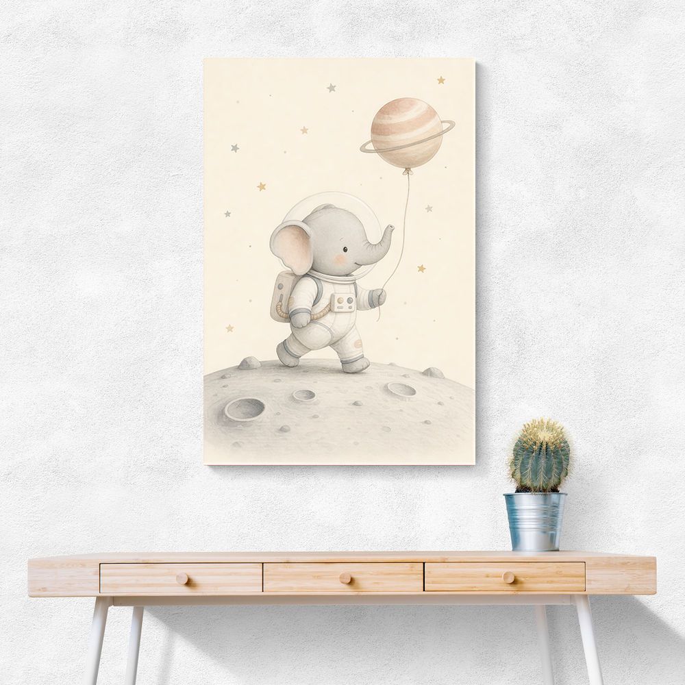 Elephant Moon Walk Nursery Wall Art Print 