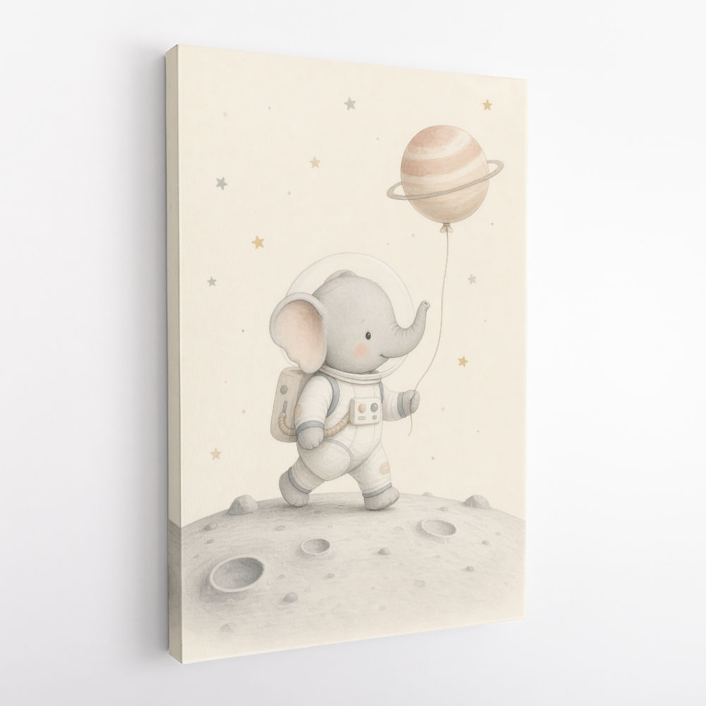 Elephant Moon Walk Nursery Wall Art Print 