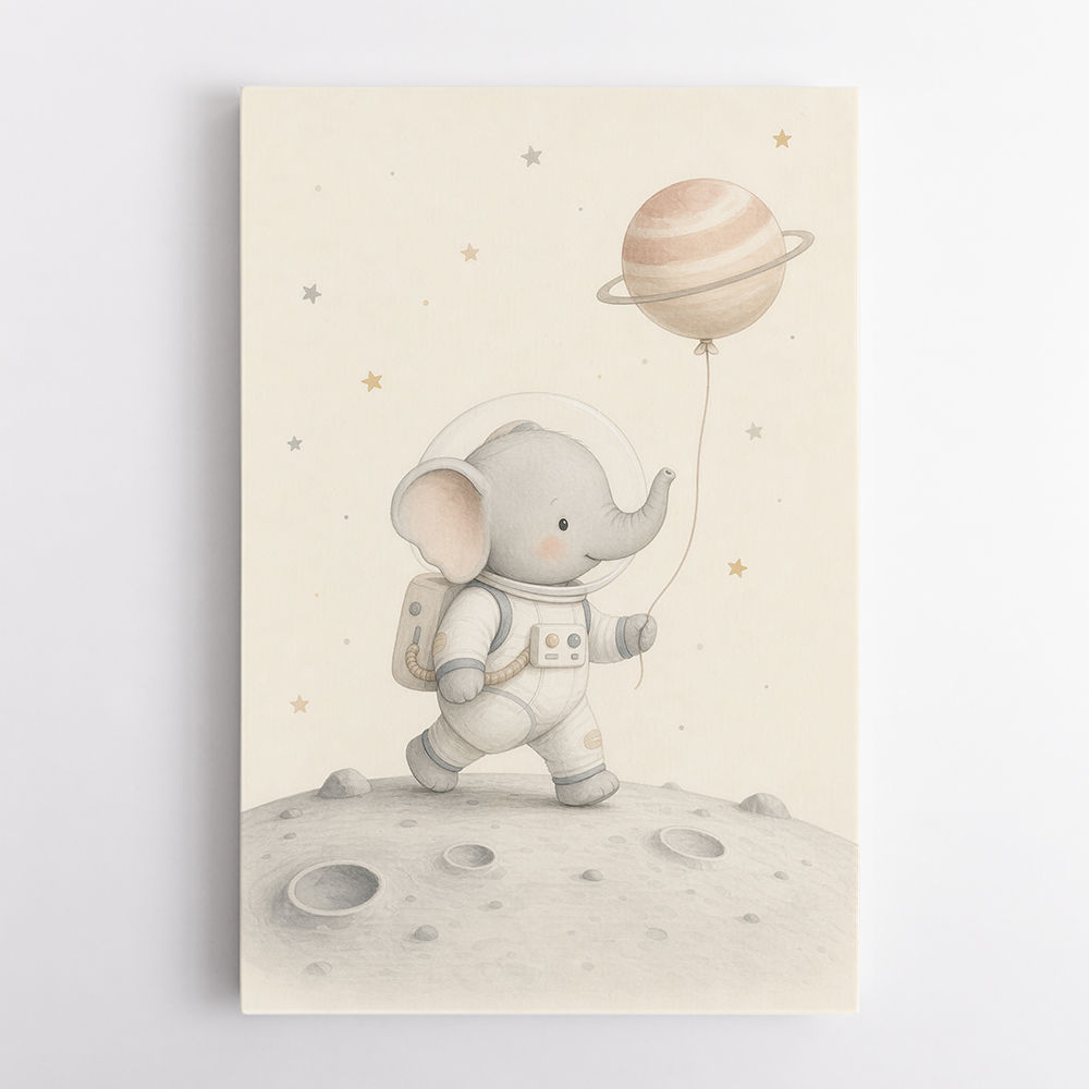 Elephant Moon Walk Nursery Wall Art Print 