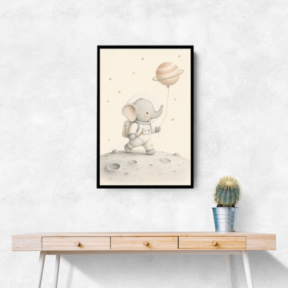 Elephant Moon Walk Nursery Wall Art Print 