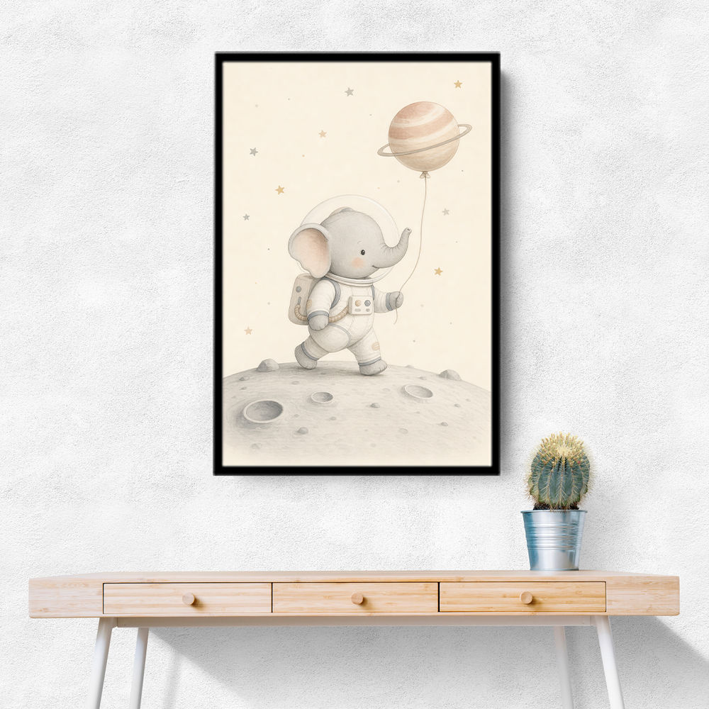 Elephant Moon Walk Nursery Wall Art Print 