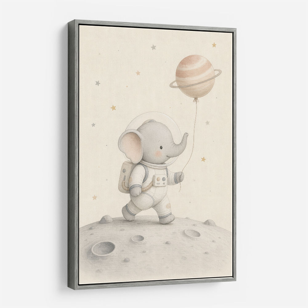 Elephant Moon Walk Nursery Wall Art Print 