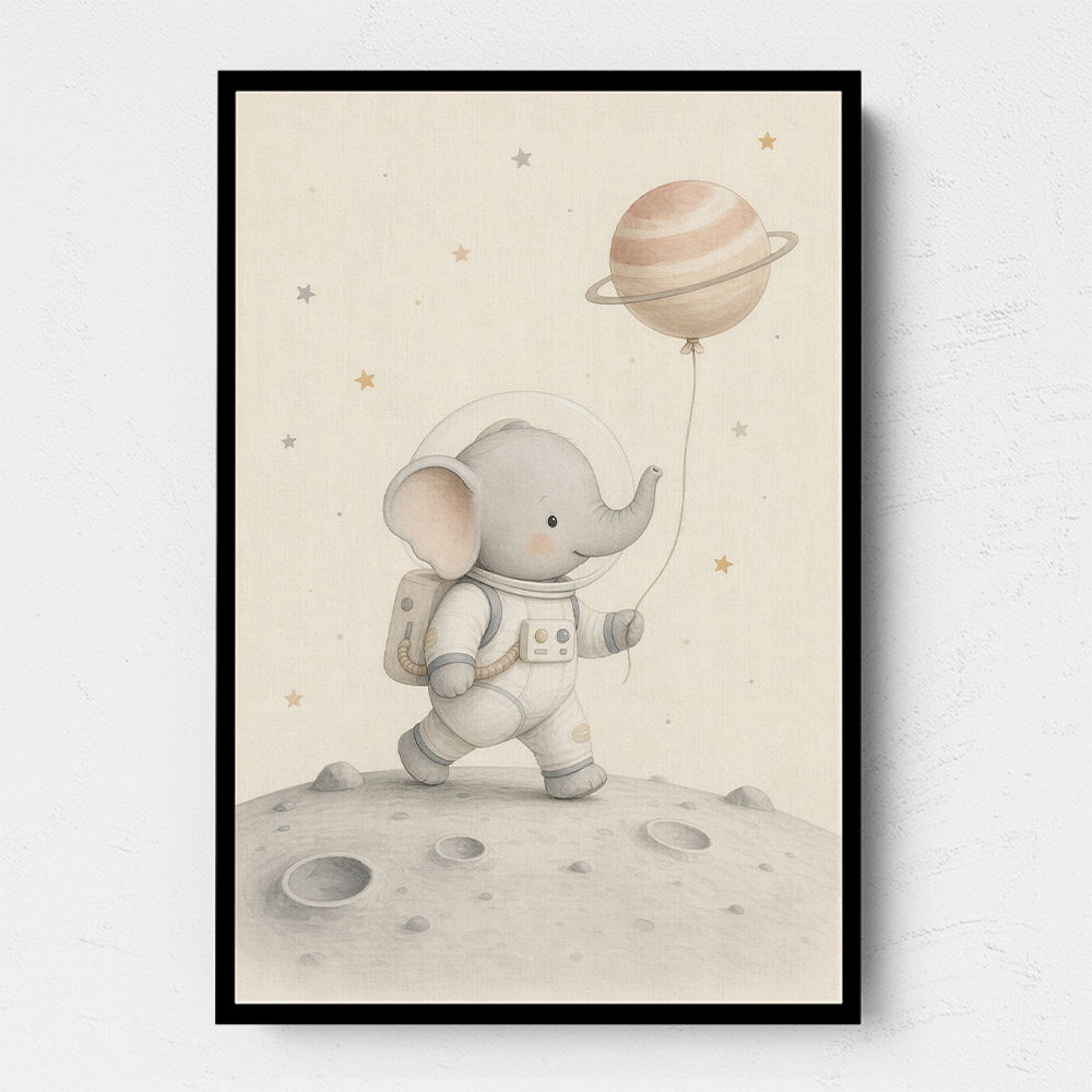 Elephant Moon Walk Nursery Wall Art Print 