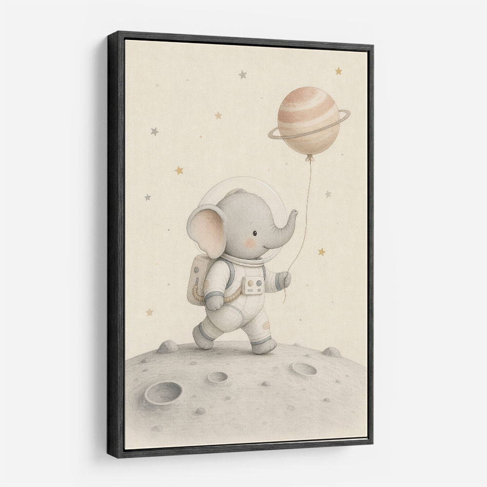 Elephant Moon Walk Nursery Wall Art Print 