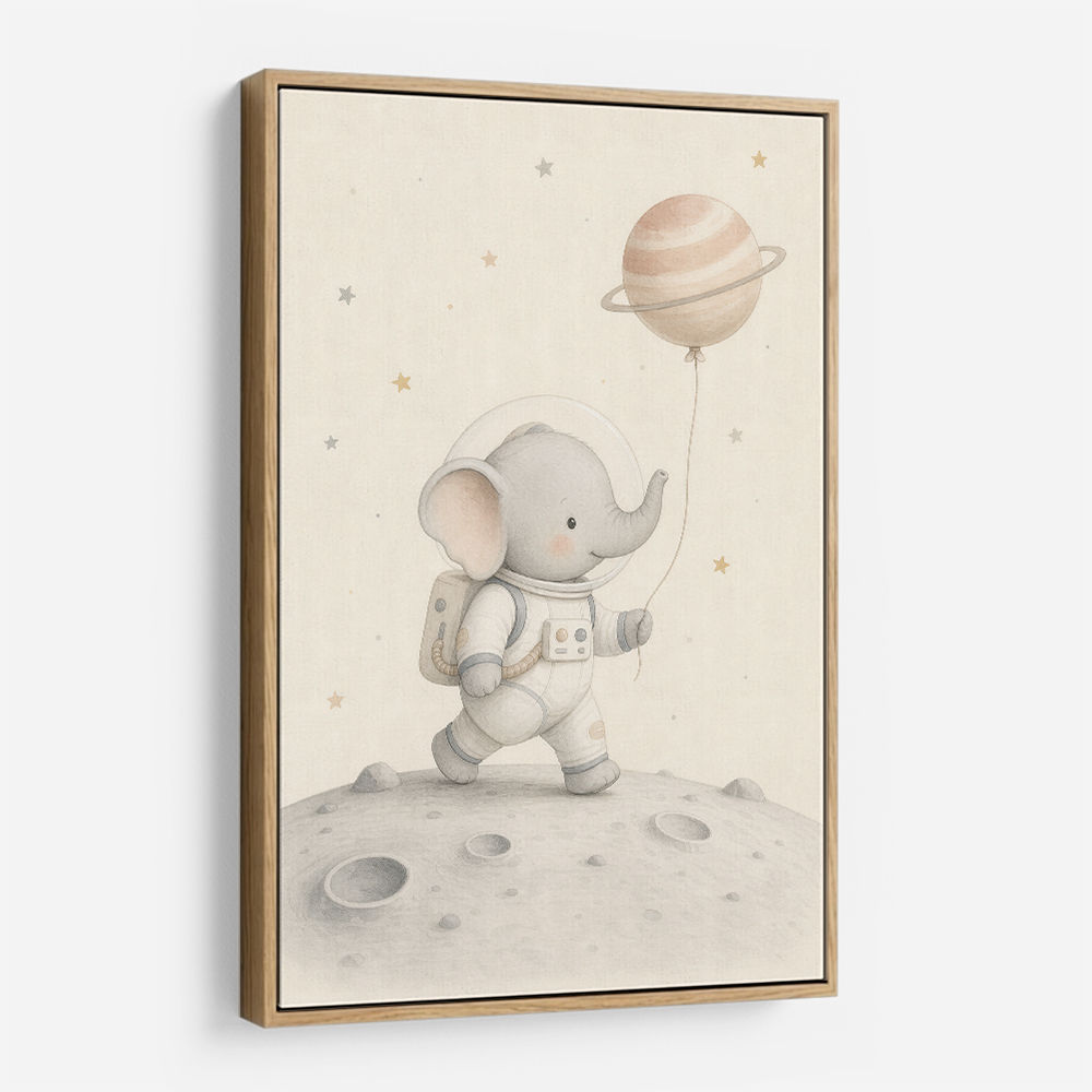 Elephant Moon Walk Nursery Wall Art Print 