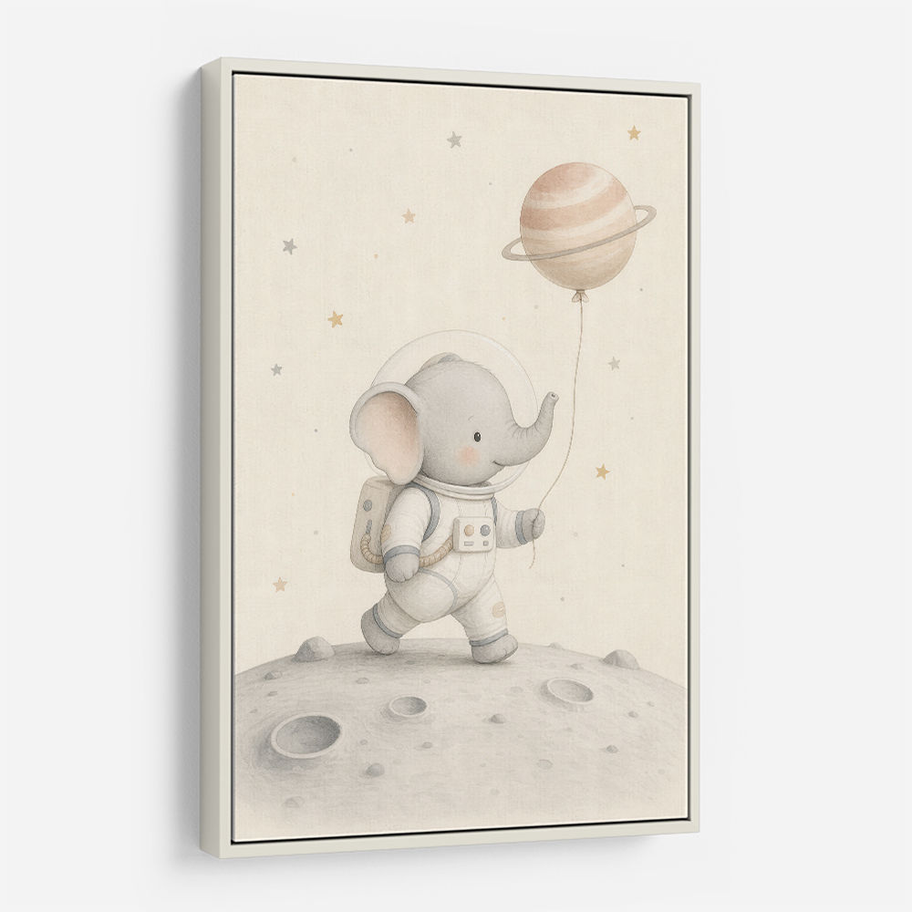 Elephant Moon Walk Nursery Wall Art Print 