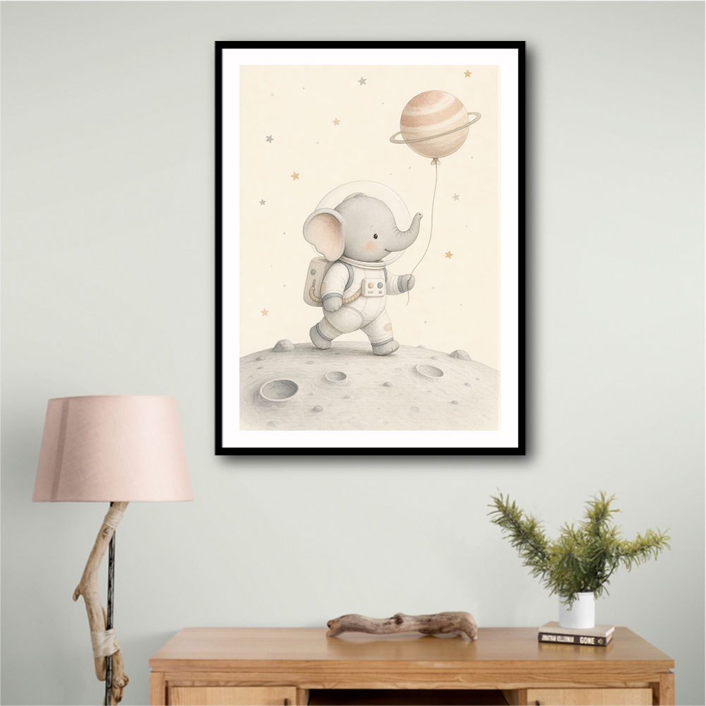 Elephant Moon Walk Nursery Wall Art Print 
