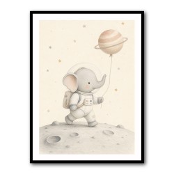 Elephant Moon Walk Nursery Wall Art Print 
