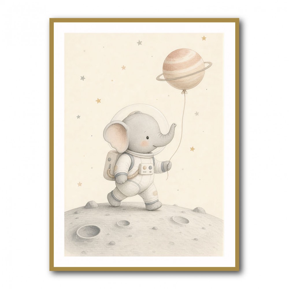 Elephant Moon Walk Nursery Wall Art Print 