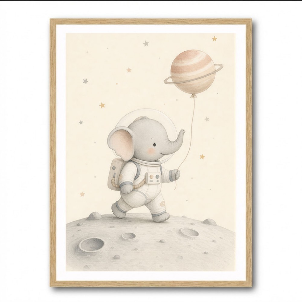 Elephant Moon Walk Nursery Wall Art Print 