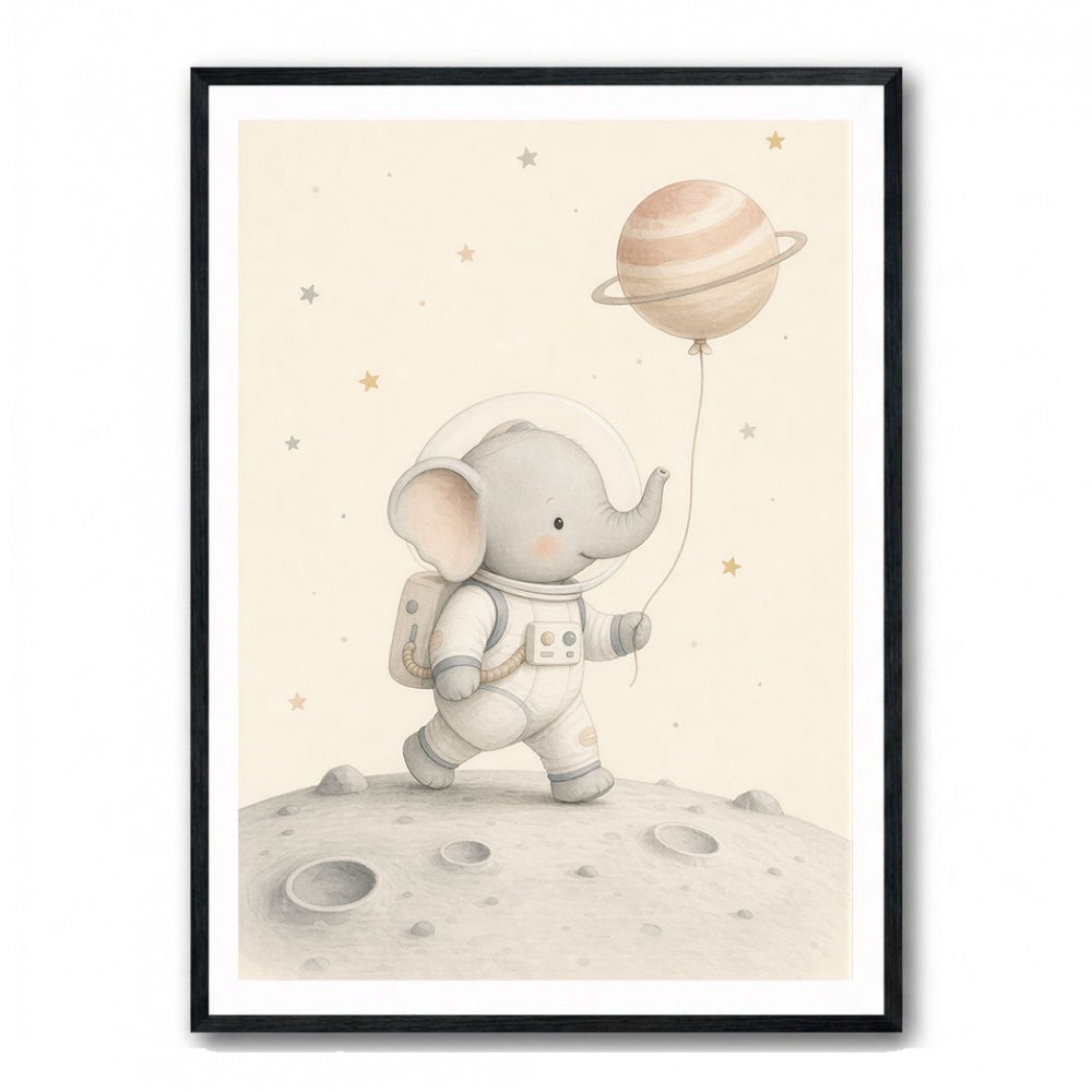 Elephant Moon Walk Nursery Wall Art Print 
