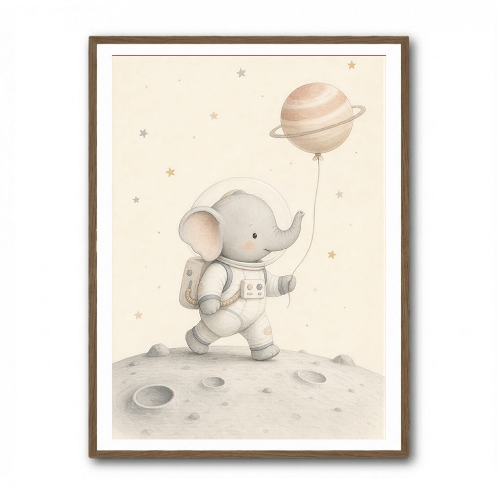 Elephant Moon Walk Nursery Wall Art Print 