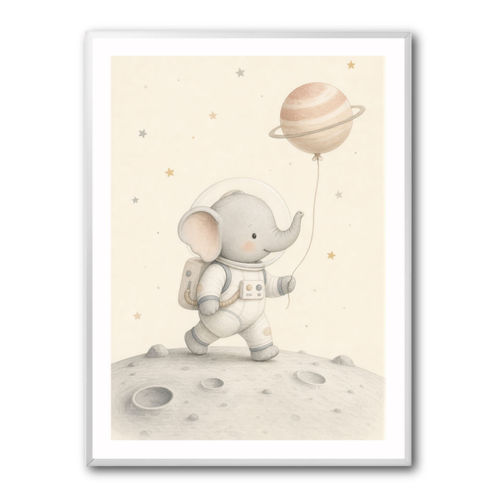 Elephant Moon Walk Nursery Wall Art Print 