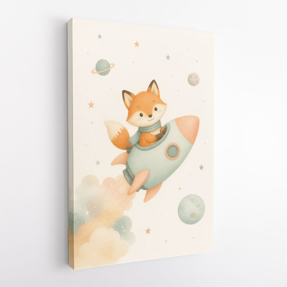 Fox Rocket Ride Nursery Wall Art Print