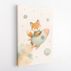 Fox Rocket Ride Nursery Wall Art Print