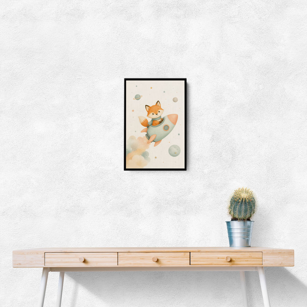 Fox Rocket Ride Nursery Wall Art Print