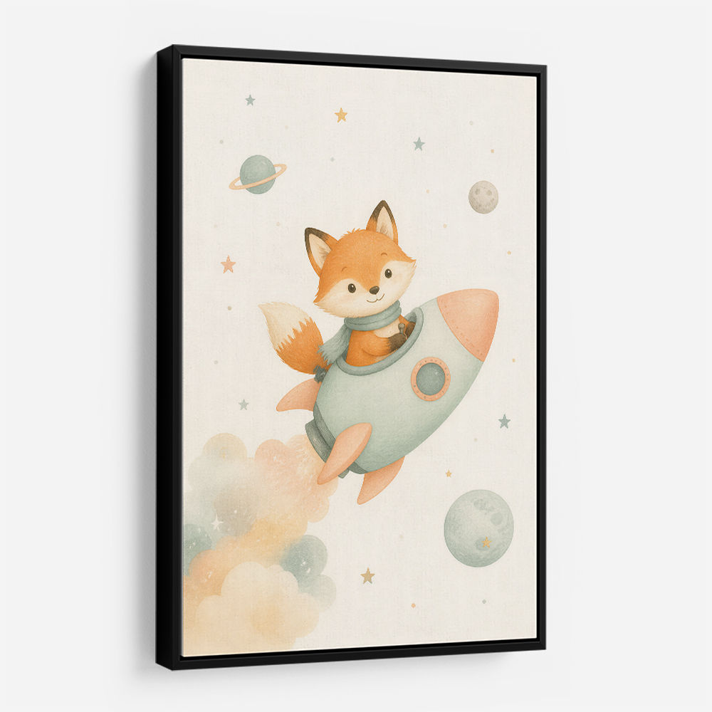 Fox Rocket Ride Nursery Wall Art Print