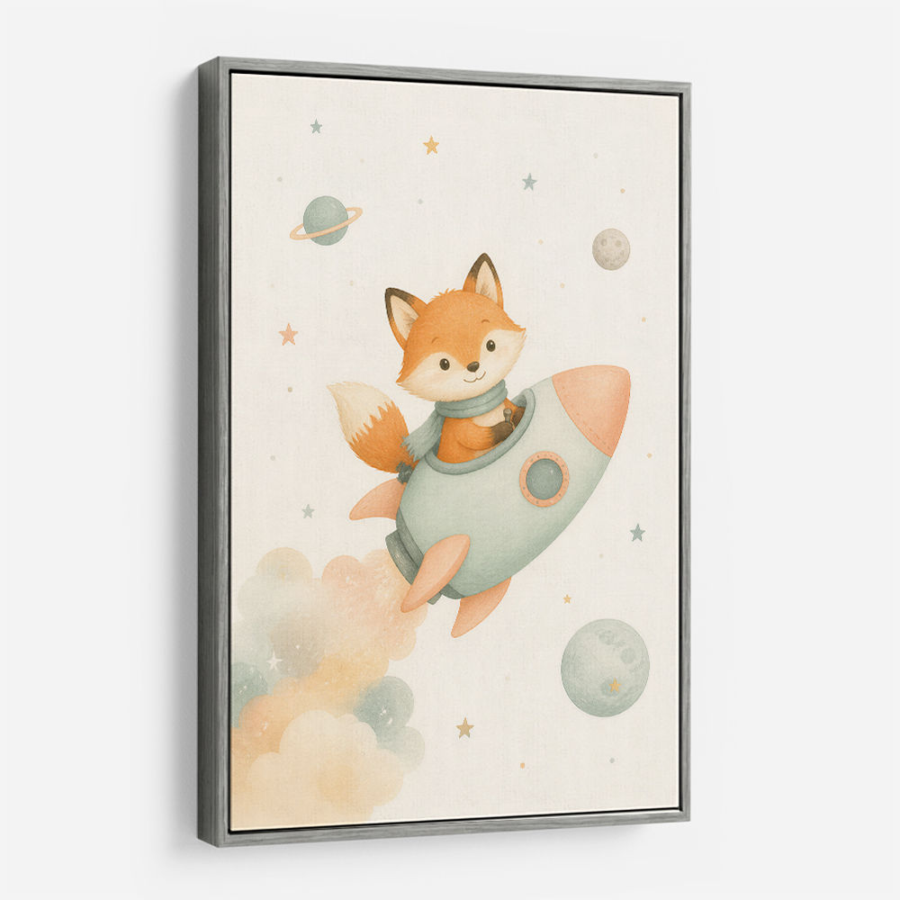 Fox Rocket Ride Nursery Wall Art Print