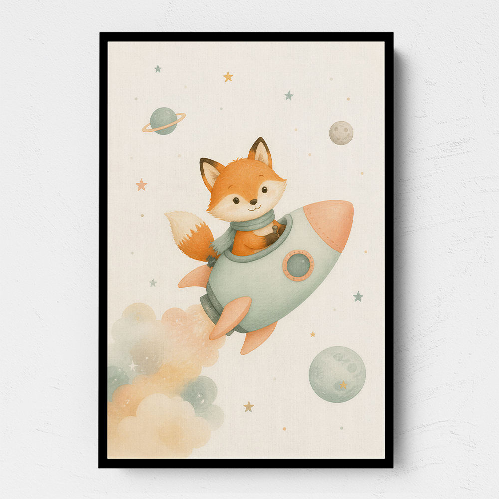 Fox Rocket Ride Nursery Wall Art Print