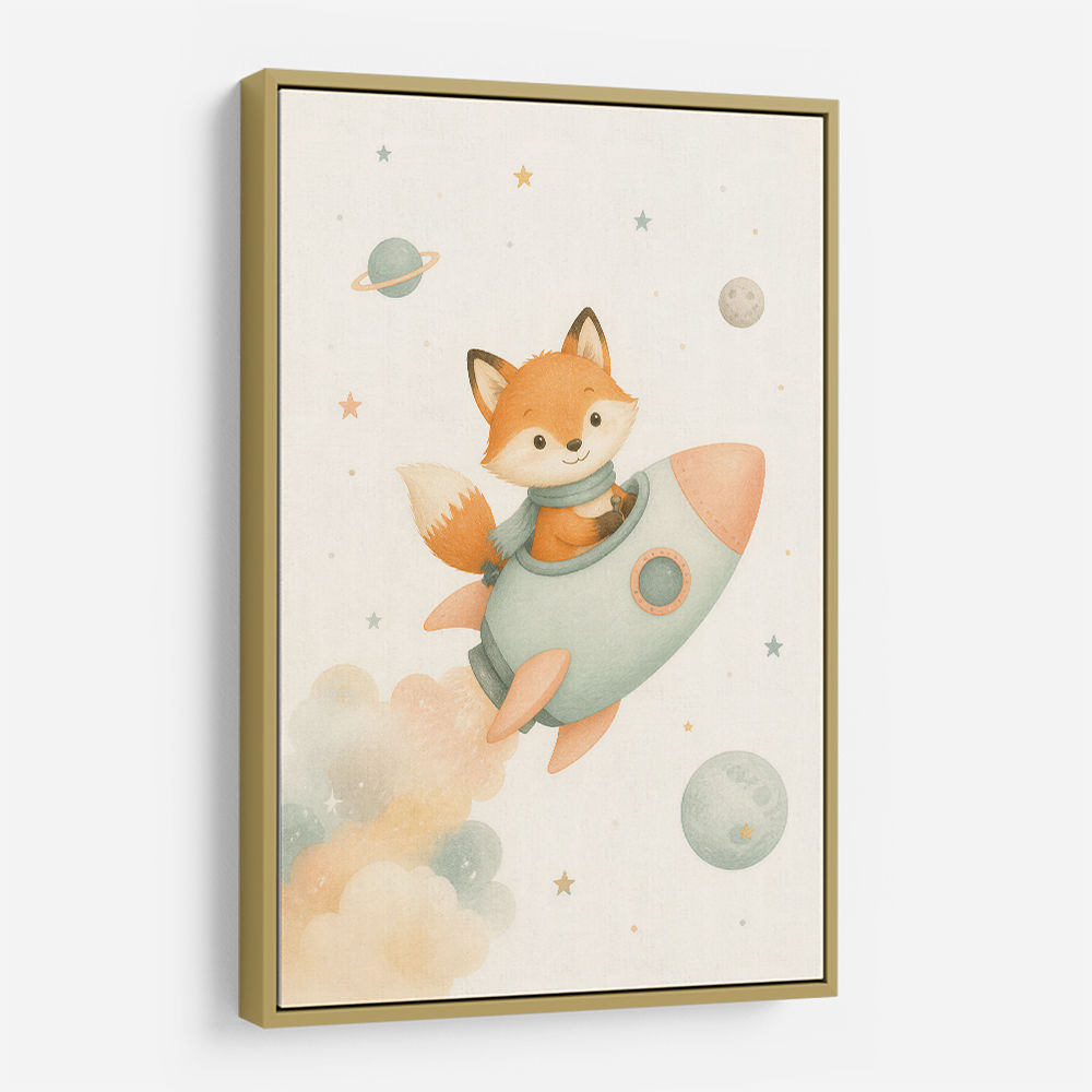 Fox Rocket Ride Nursery Wall Art Print