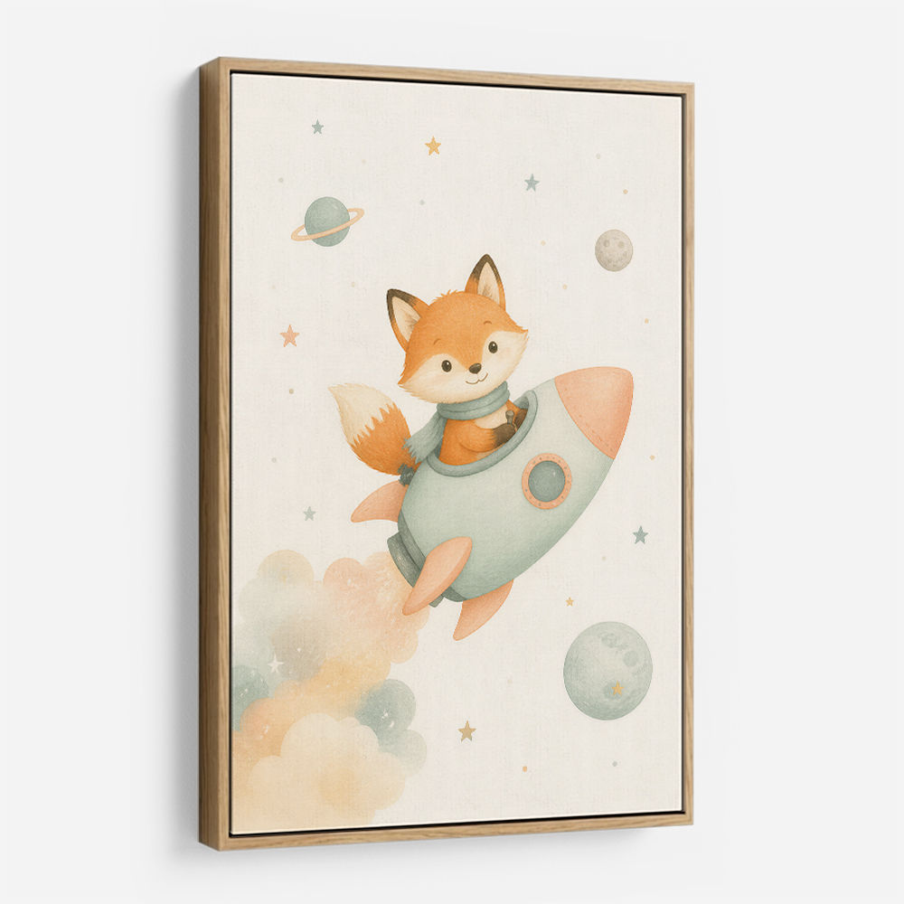 Fox Rocket Ride Nursery Wall Art Print