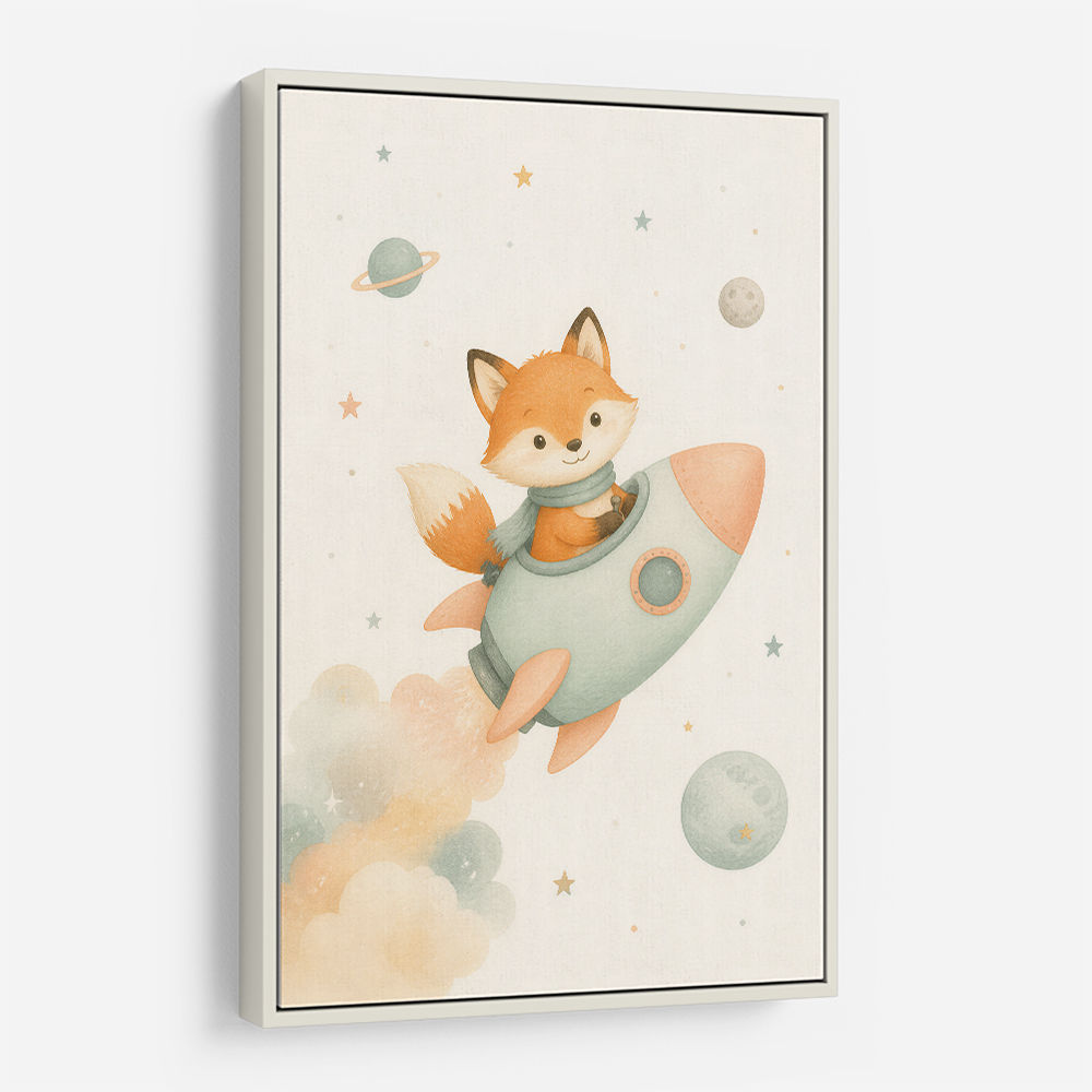 Fox Rocket Ride Nursery Wall Art Print