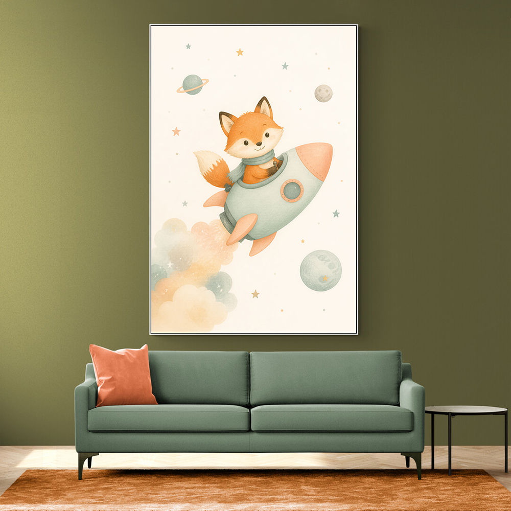Fox Rocket Ride Nursery Wall Art Print