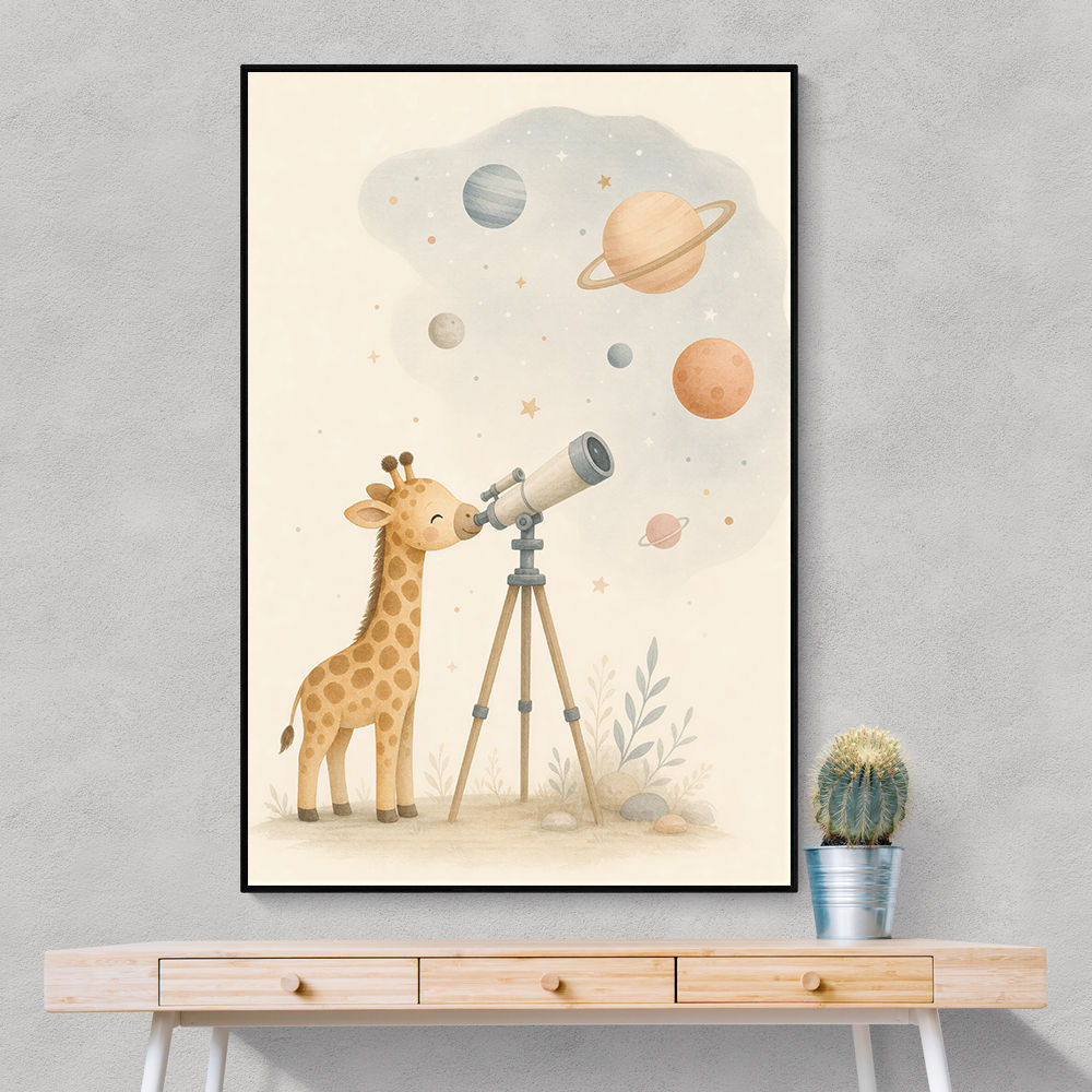 Giraffe Galaxy Nursery Wall Art Print
