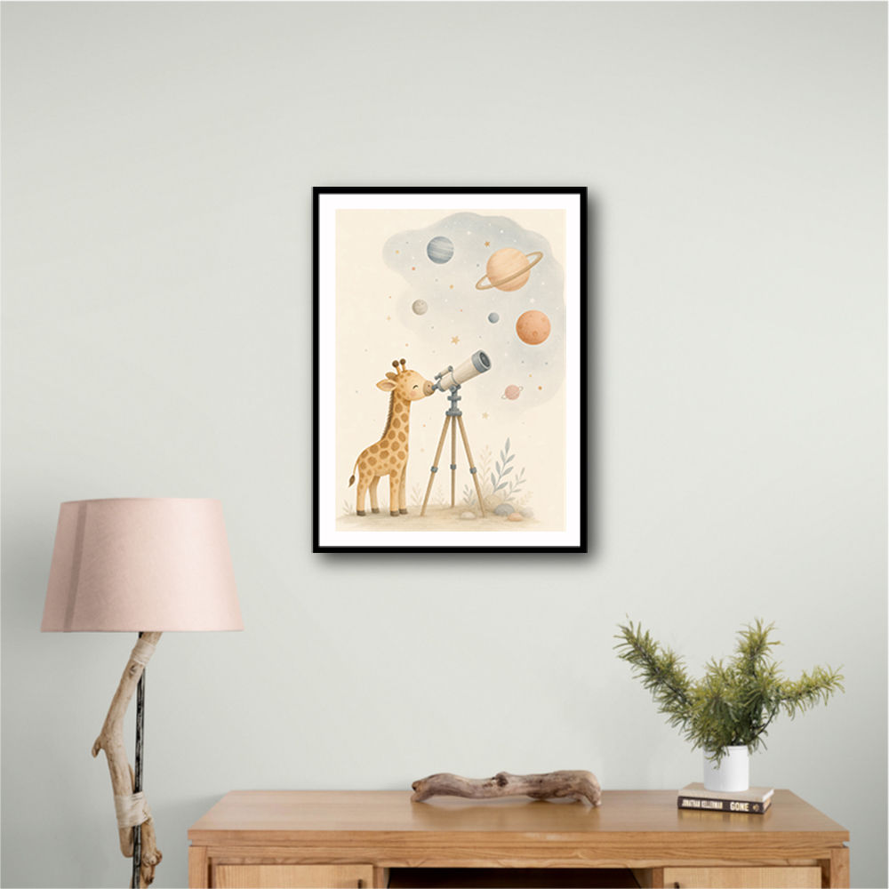 Giraffe Galaxy Nursery Wall Art Print